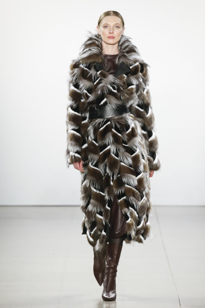 Burnett New York black and brown geometric coat (Photo by Burnett New York)