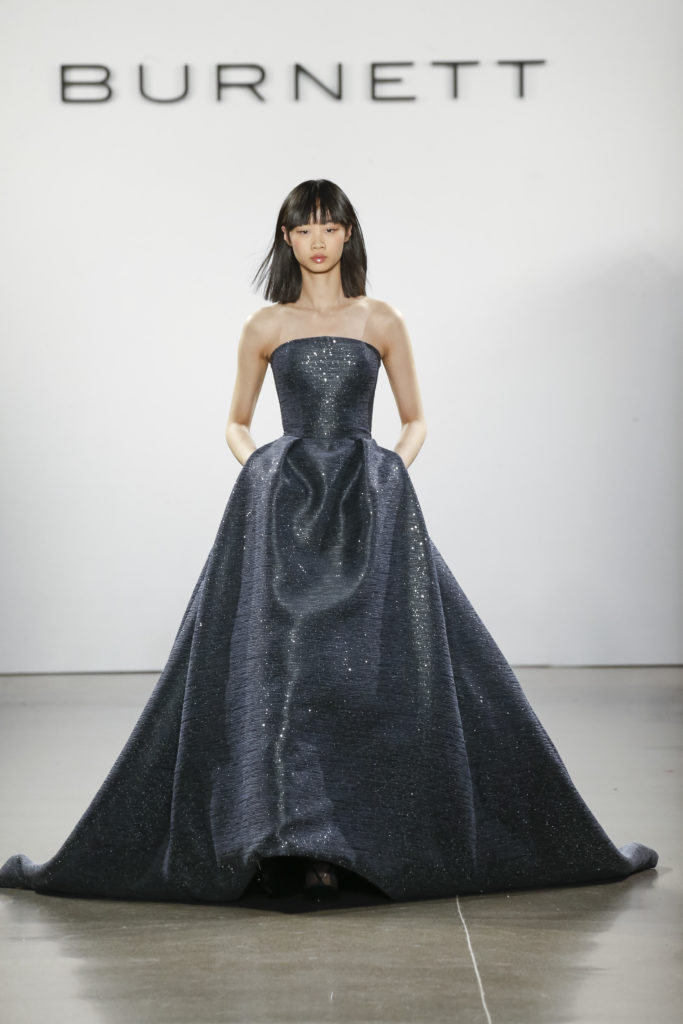 Burnett New York twilight sequin strapless ballgown. (Photo by Burnett New York)