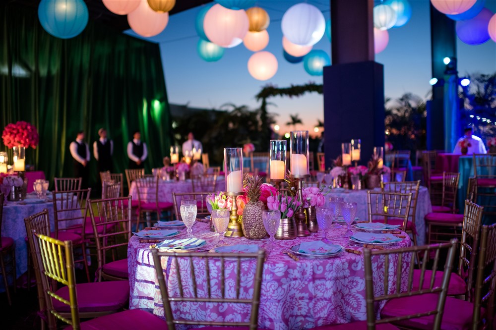You would never know that this setting for Whitney Crane's birthday party in Palm Beach was a batting cage. (Photo by Oona Beyer, Dragonfly Photography)