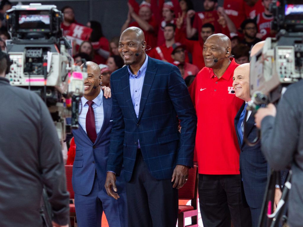 Hakeem Olajuwon and Elvin Hayes give the University of Houston star power that few schools can match. (Photo by F. Carter Smith)