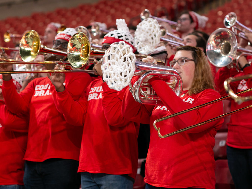 UH's band showed up bright and early — and ready to play — for ESPN's last College GameDay visit. (Photo by F. Carter Smith)
