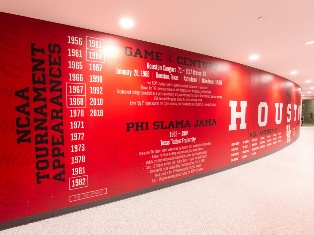 UH's sparkling Fertitta Center includes a Houston Wall of Honor. (Photo by F. Carter Smith)