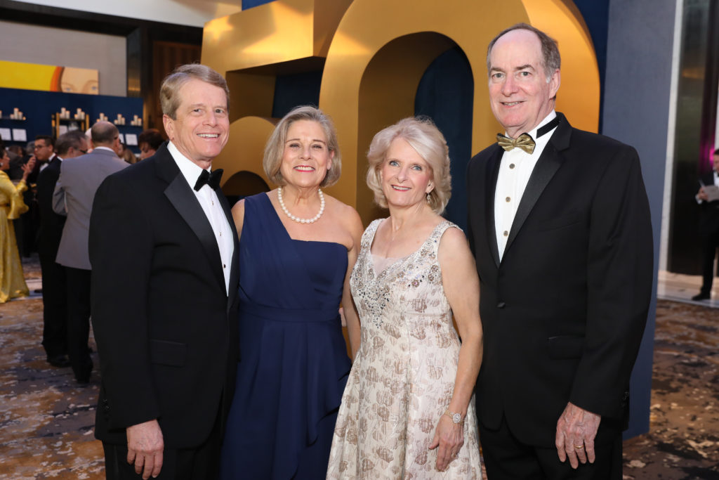 Dean & Jane Gladden, Elise & Jeff Cross at the TUTS 50th anniversary gala at the Post Oak Hotel. (Photo by Priscilla Dickson)