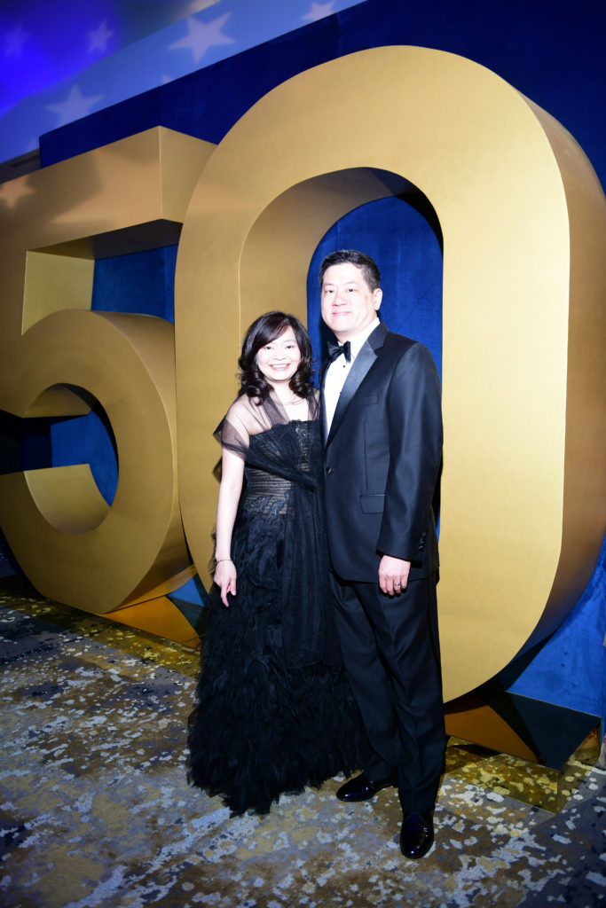 Erin Asprec, Albert Yen at the TUTS 50th anniversary gala at the Post Oak Hotel. (Photo by Daniel Ortiz)