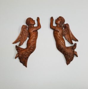 Houston’s own David Lackey Antiques & Art will return this September to HA+A+DS. Pictured, a pair of antique 19th-century carved Italian angels.