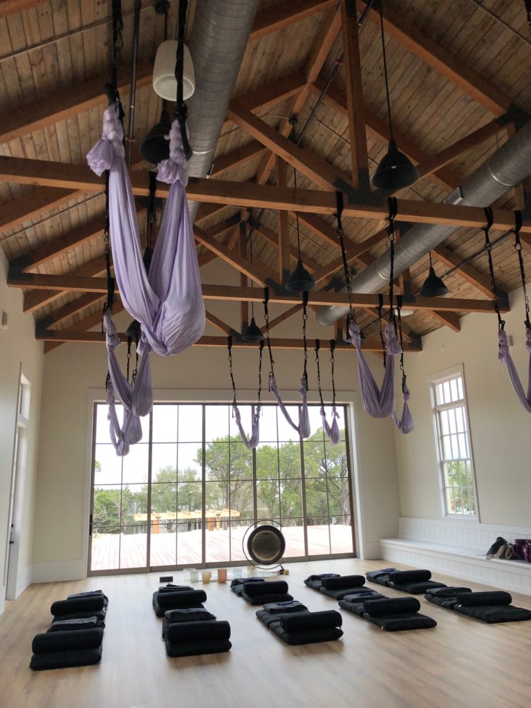 Hammocks in the yoga barn offer a twist on traditional massage and meditation. (Photo by Shelby Hodge)