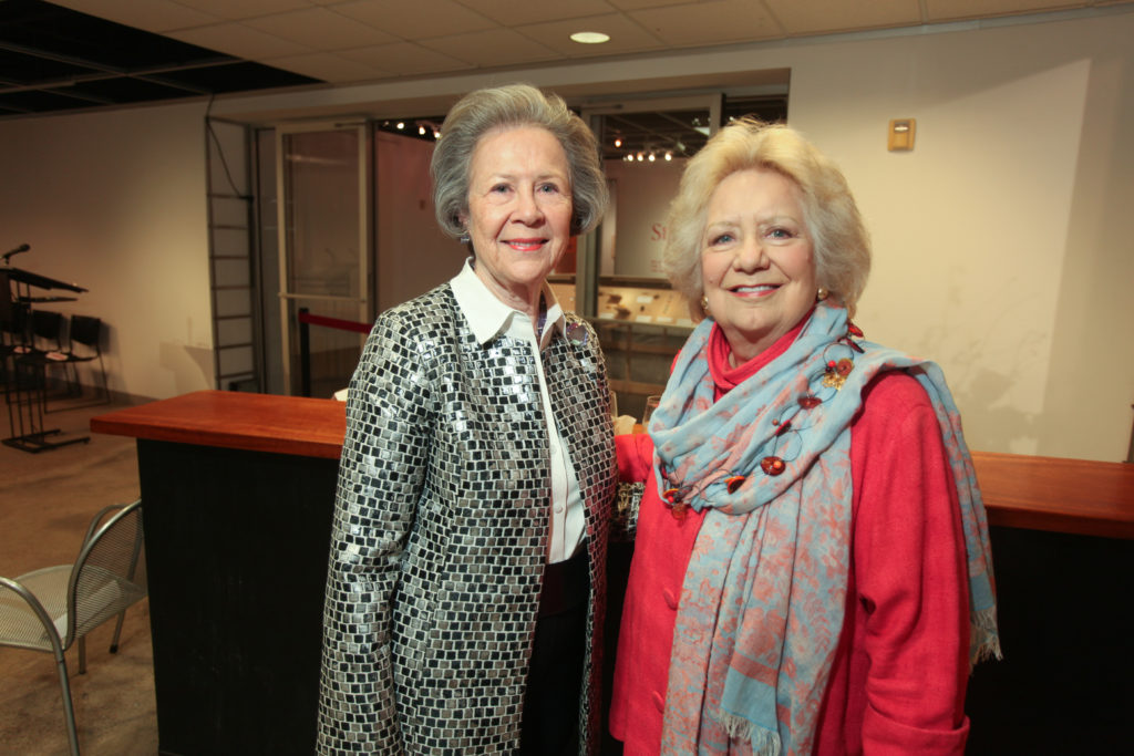 Kathryn Rabinow, Phyllis Childress at the Houston Center for Contemporary Craft opening of the Danish Arts Foundation jewelry collection. (Photo by Katy Anderson)