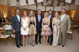 The four chair couples: Jeremy & Caroline Finkelstein, Blakely & Trey Griggs, Stephanie & Ernie Cockrell, Bridget & Patrick Wade at Studio Menil’s Paper Ball (Photo by Jenny Antill Clifton)