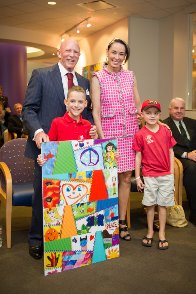 Lester & Sue Smith with patients at Texas Children's Hospital, recipient of many Smith dollars.