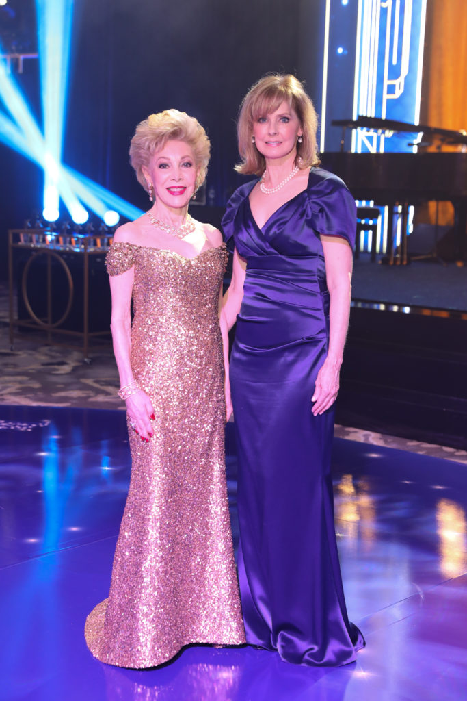Margaret Williams, Thecla Harper at the TUTS 50th anniversary gala at the Post Oak Hotel. (Photo by Priscilla Dickson)