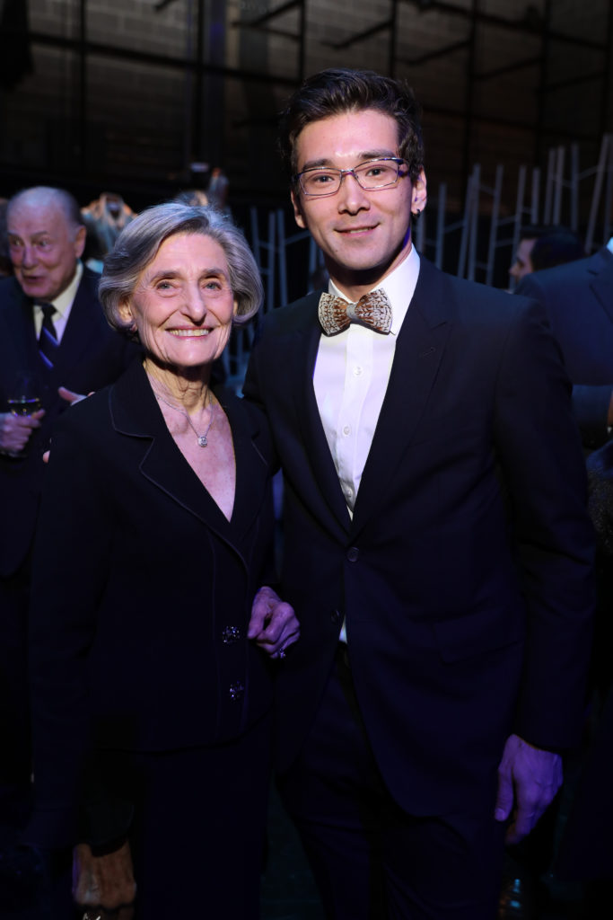 Melza Barr, Charles-Louis Yoshiyama at the Houston Ballet underwriter dinner on stage at Wortham Theater Center celebrating world premier of 'Sylvia.' (Photo by Priscilla Dickson)