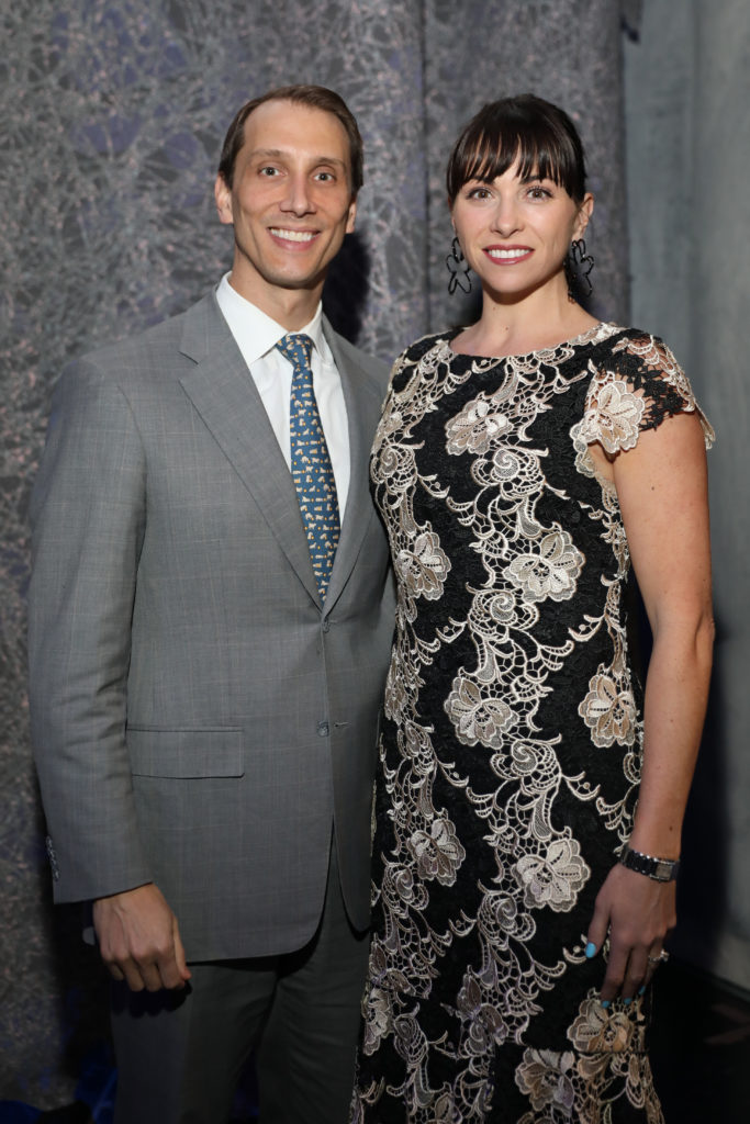 Nick & Beth Zdeblick at the Houston Ballet underwriter dinner on stage at Wortham Theater Center celebrating world premier of 'Sylvia.' (Photo by Priscilla Dickson)