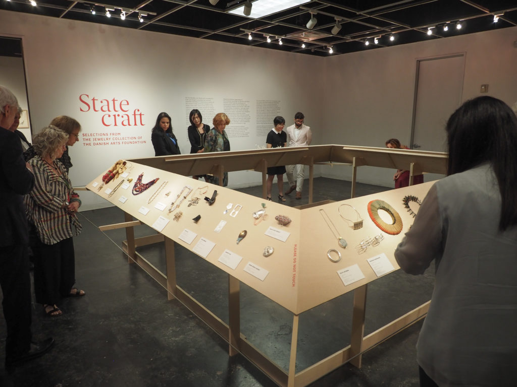 Danish jewels on display at the Houston Center for Contemporary Craft. (Photo by Katy Anderson)
