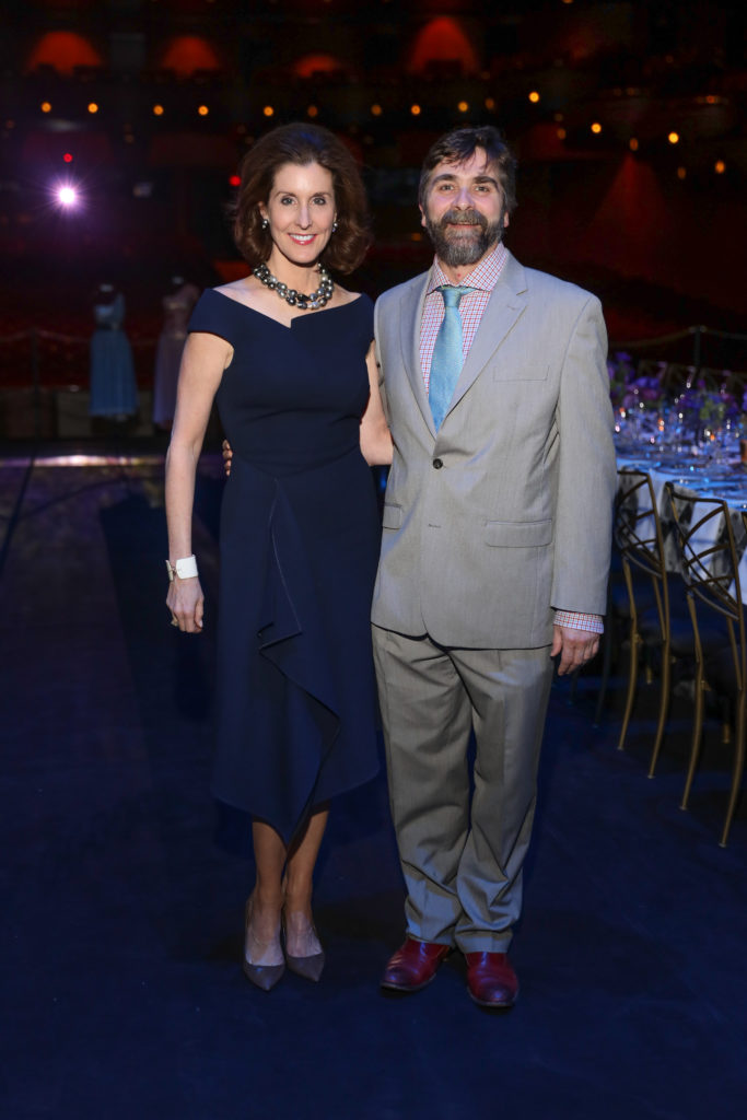 Phoebe Tudor, Stanton Welch at the Houston Ballet underwriter dinner on stage at Wortham Theater Center celebrating world premier of 'Sylvia.' (Photo by Priscilla Dickson)