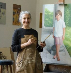 Artist Stella Ehrich in her Vermont studio