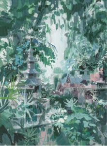 Tony Duquette, Artist & Designer, Oriental Garden, Dawnridge, Beverly Hills, California, 1987