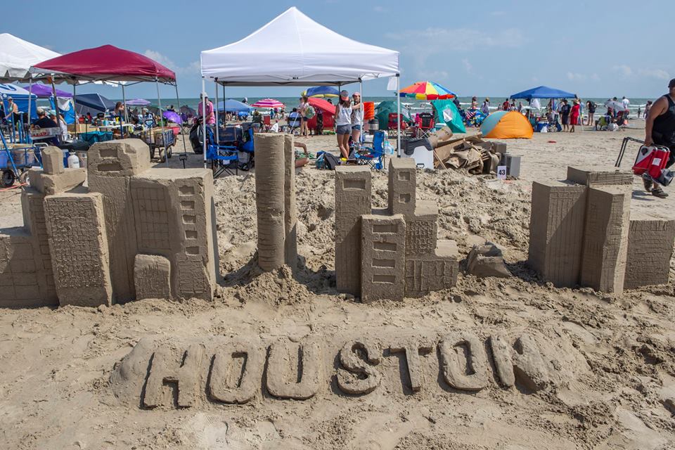 Galveston's East Beach is prime real estate for sand castles. 