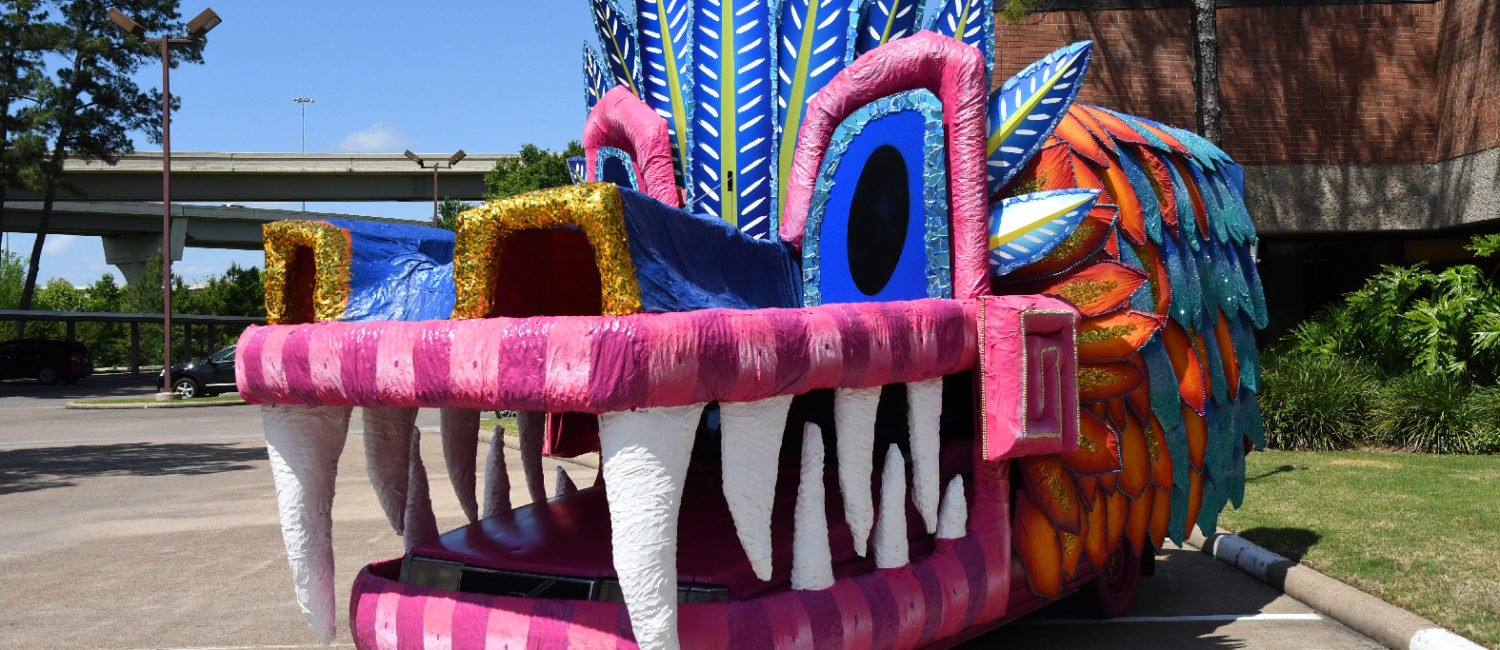 The award-winning “Quetzalcoatl,” from Houston’s Skyline Design, will be the main ride for the parade’s grand marshal, Raúl Brindis.