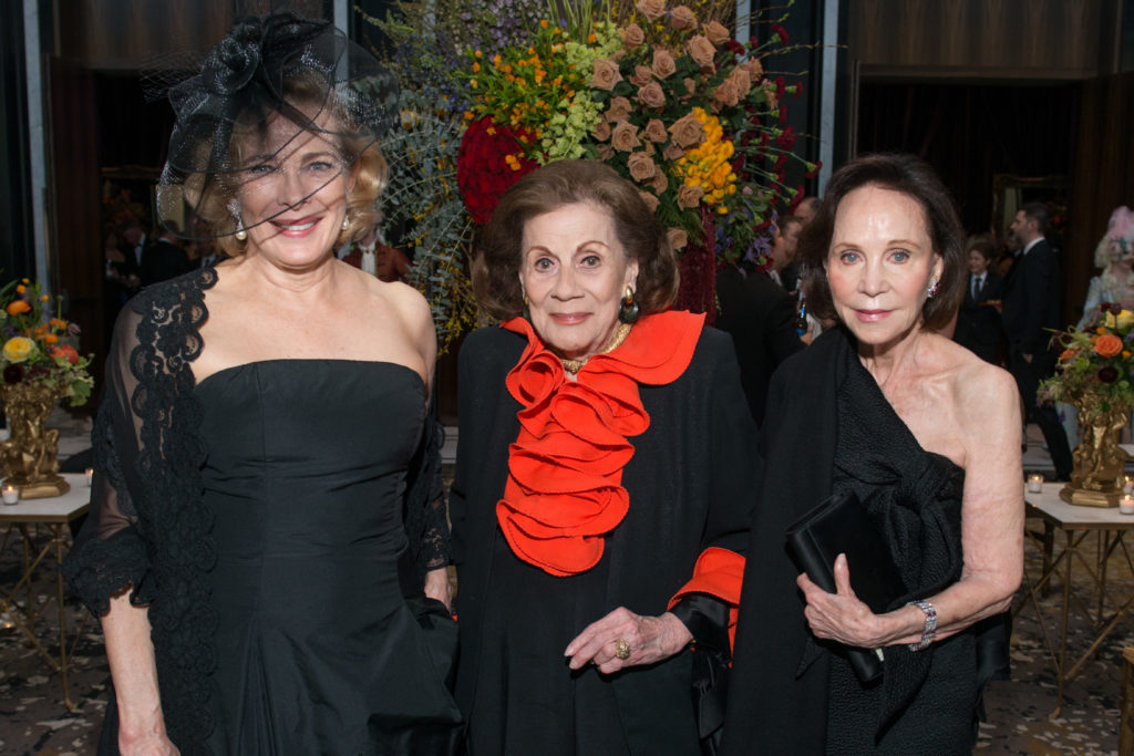 Josephine John, Patty Hubbard, Cornelia Long at the Alley Theatre Ball. (Photo by Jacob Power)