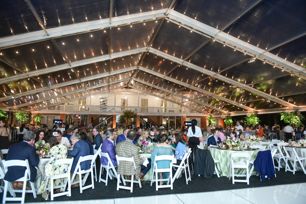 The party tent at the Trees for Houston Root Ball is packed with close to 500 guests.  (Photo by Daniel Ortiz) 