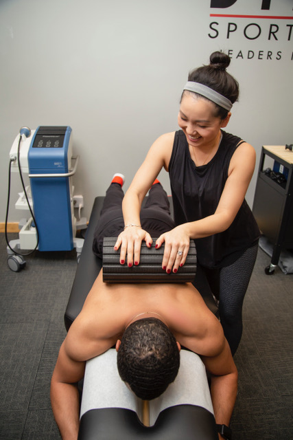Dr. Jinna Mann helps with recovery and maintenance at Dynamic Sports Medicine. (Photo by Pendleton Photography)