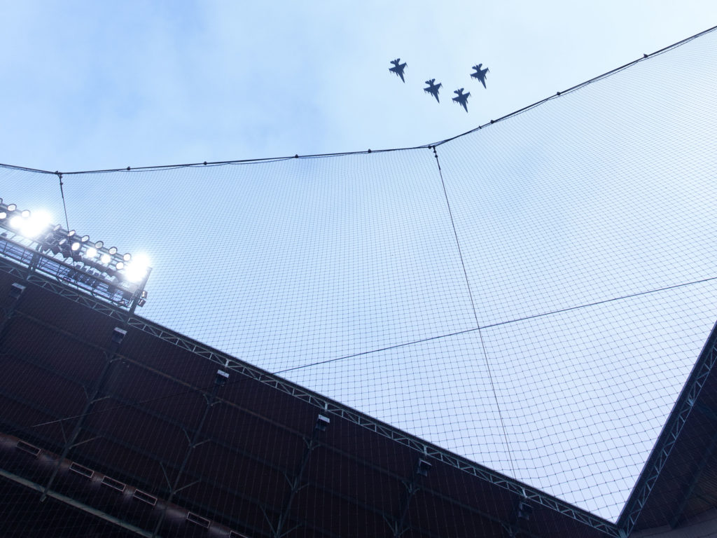The four fighter jet flyover made quite an impression at Minute Maid Park. (Photo by F. Carter Smith)