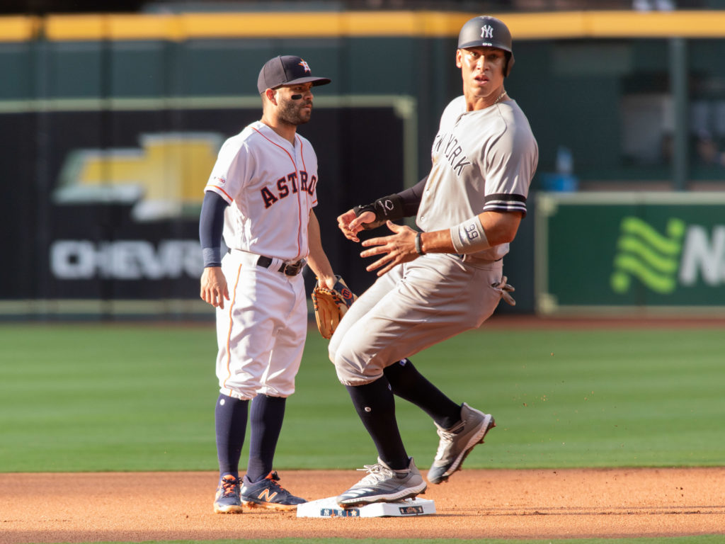 Jose Altuve and Aaron Judge both homered. (Photo by F. Carter Smith)