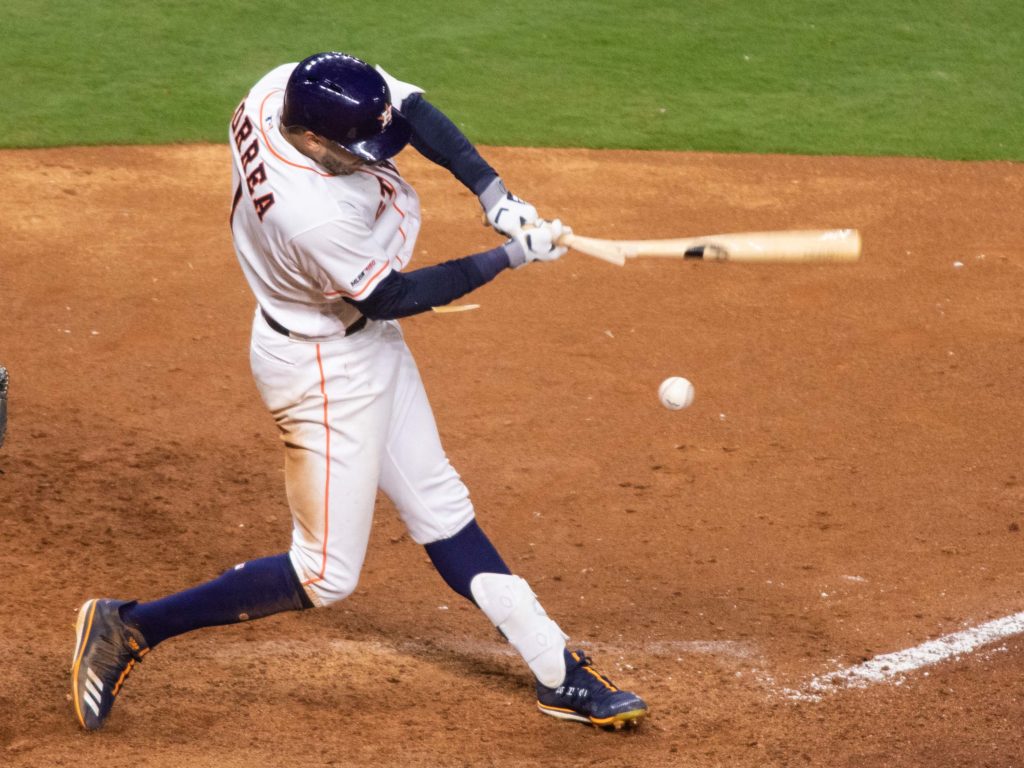 Carlos Correa's game-winning hit didn't go far. And it shattered his bat. But it was still beautiful to the Astros. (Photo by F. Carter Smith)