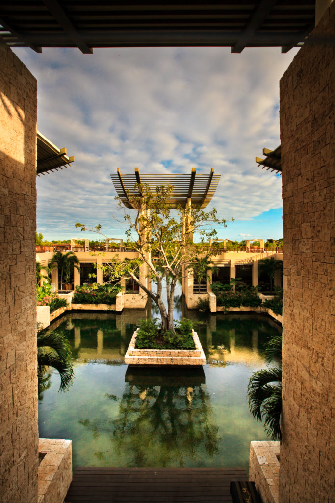 The Banyan Tree entrance view of the lagoon is breathtaking.  (Photo Courtesy of Mayakoba) 