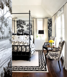 The Queen Anne bedroom at the Corona del Mar home designed by Bill Stubbs for a couple from San Antonio.
