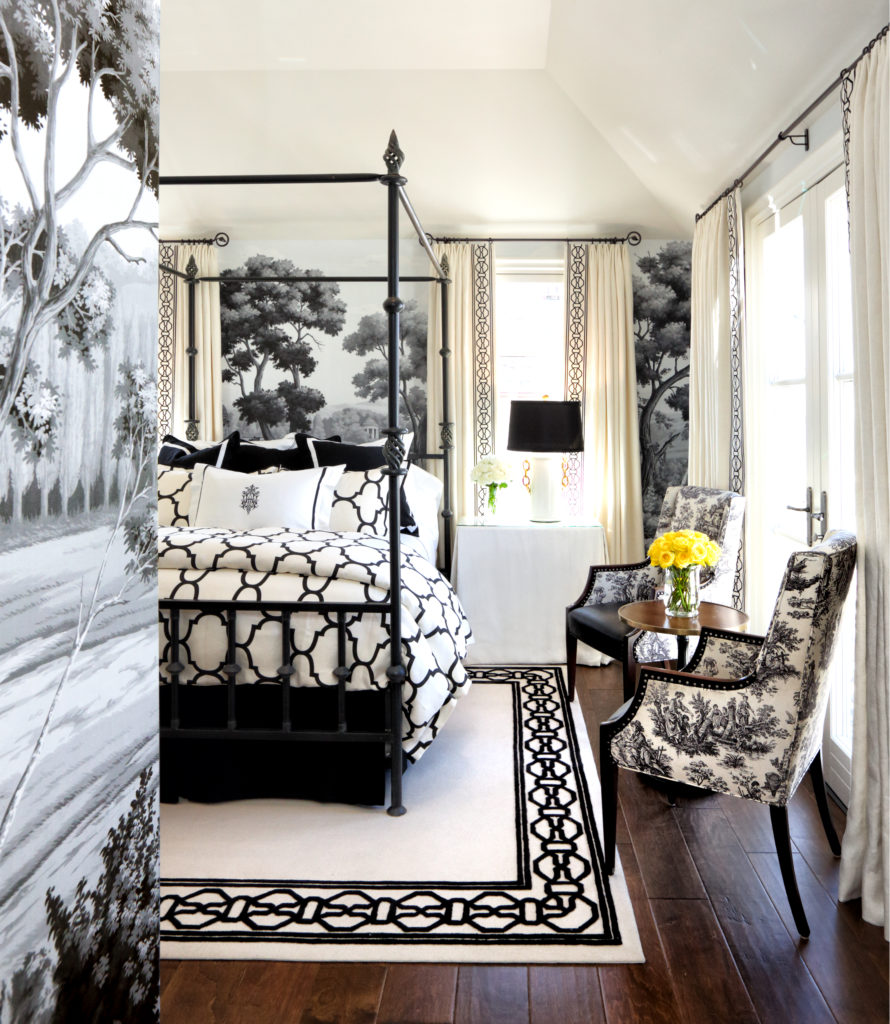 The Queen Anne bedroom at the Corona del Mar home designed by Bill Stubbs for a couple from San Antonio.