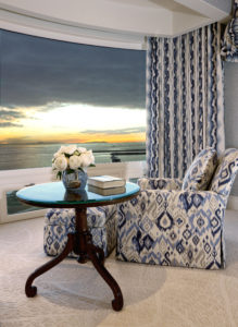 A sunset view from the master bedroom in the Corona del Mar home designed by Bill Stubbs for a couple from San Antonio.