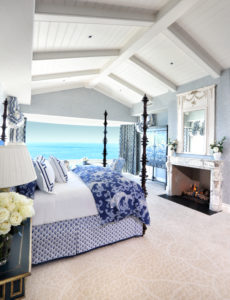 The master bedroom in the Corona del Mar home designed by Bill Stubbs for a couple from San Antonio.