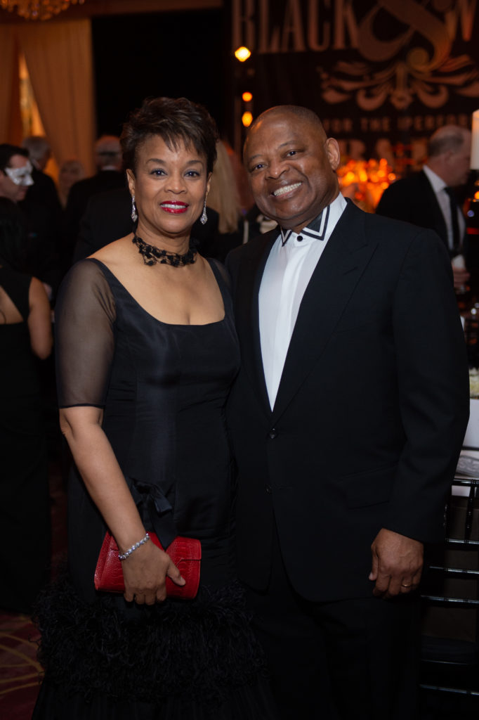 Eileen & Kase Lawal at the Society for the Performing Arts Black & White Ball at Wortham Theater Center. (Photo by Wilson Parish)