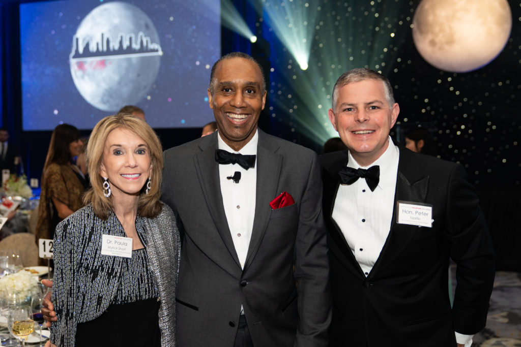 Paula Myrick Short, Leonard Baynes, Peter Taaffe at the University of Houston Law Center gala. (Photo by Jared Jarvis, Jared Jarvis Photography)