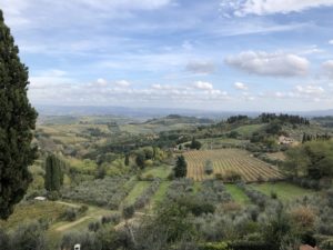 The author snapped this gratuitous — and gorgeous — image of the Tuscan countryside at nearby San Gimignano. (Photo by Bradley Kerl)