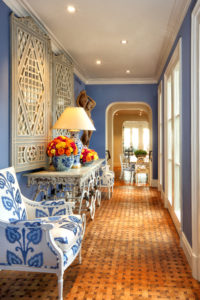 The hallway to the dining room in the Corona del Mar home designed by Bill Stubbs for a couple from San Antonio.