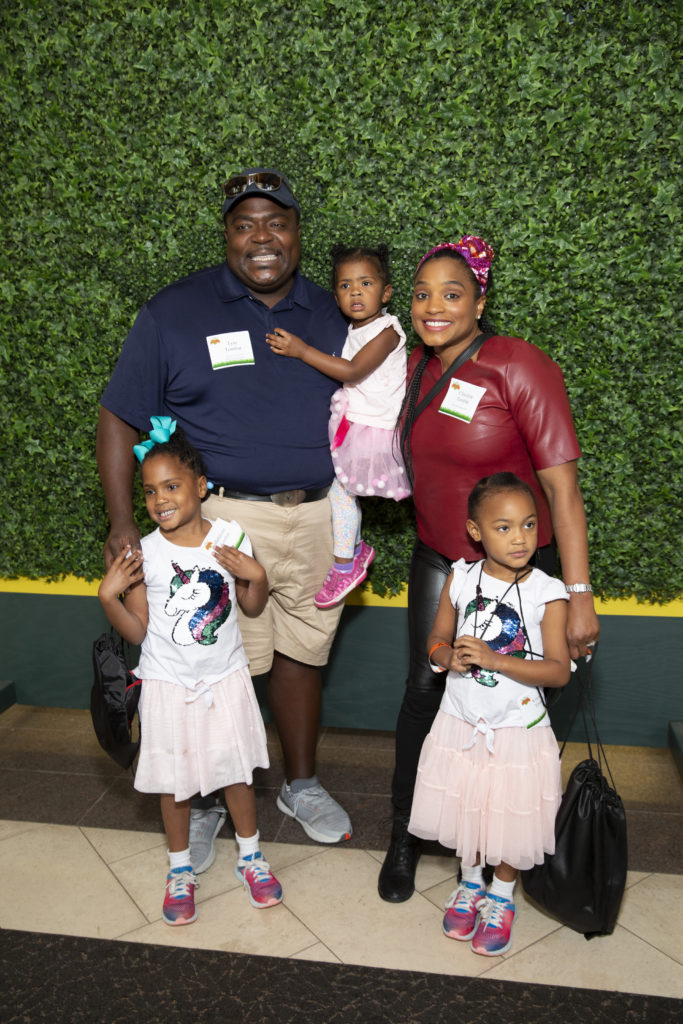 Tym & Charlene Tombar with Vivienne, Madeleine and Isabelle at Minute Maid Park during the Texas Children's Hospital Family Fun Day. (Photo by Jenny Antill Clifton)