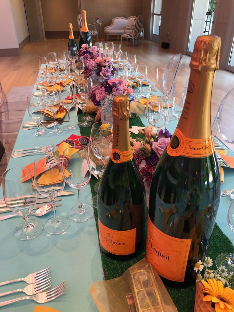 The table decor by Kirksey Gregg for the Veuve Clicquot luncheon at Balthazar Cellars. (Photo by Shelby Hodge)
