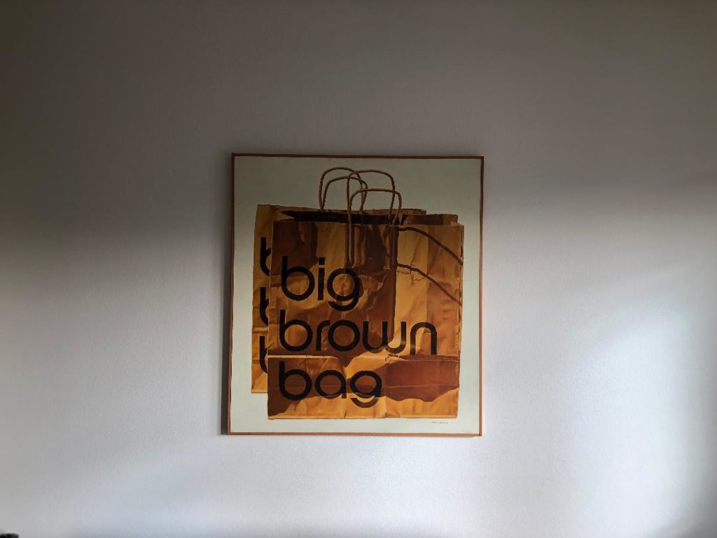 CG's grandfather's painting that hangs in her home. John Geyer's "Brown Bag" from the 1980s.