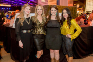 Kelsey Wright, Elaine Balagia Croucher, Ashley Plaeger, Darci Vazquez at the Houston Cattle Baron’s Ball at the George Ranch. (Photo by Mike Charlton)