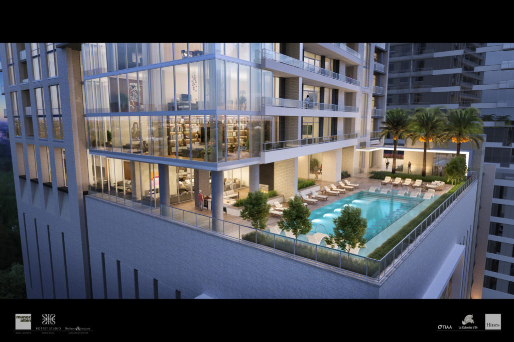 La Colombe d'Or Hotel & Residences' pool sits on the 10th floor amenities deck.
