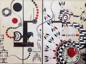 Mary Lou Lusk’s “Jumping Through Wormholes with Raven” (Spring Street, Studio 114)