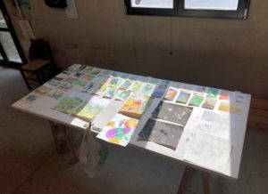 Works on paper produced by the author during a productive 2018 residency at Villa Lena, in the heart of the Tuscan countryside. (Photo by Bradley Kerl)