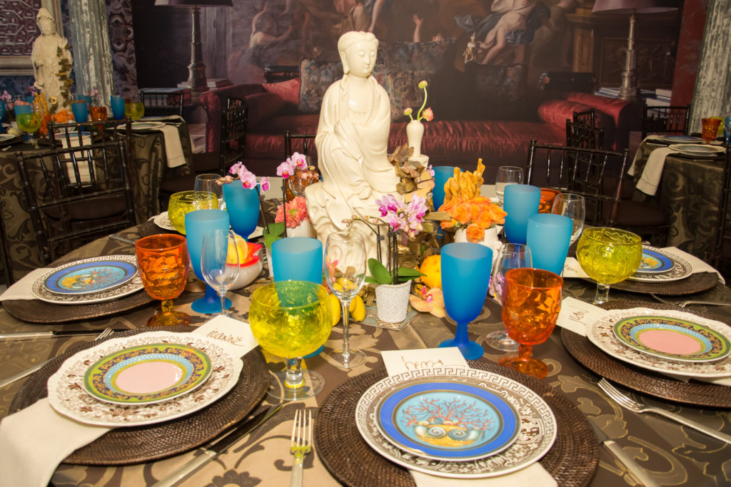 Tabletop decor from Becca Cason Thrash' home combines with antiques from Moxie for stunning table settings. (Photo by Emile C. Browne)