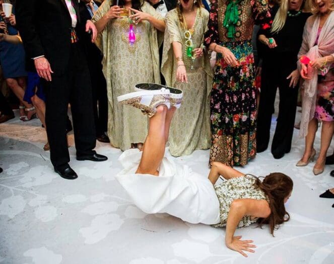 Not every bride can — and will — do the worm.  (Photo by Chris Bailey )