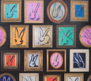 Hunt Slonem’s droll wallpaper for Groundworks, through Lee Jofa.