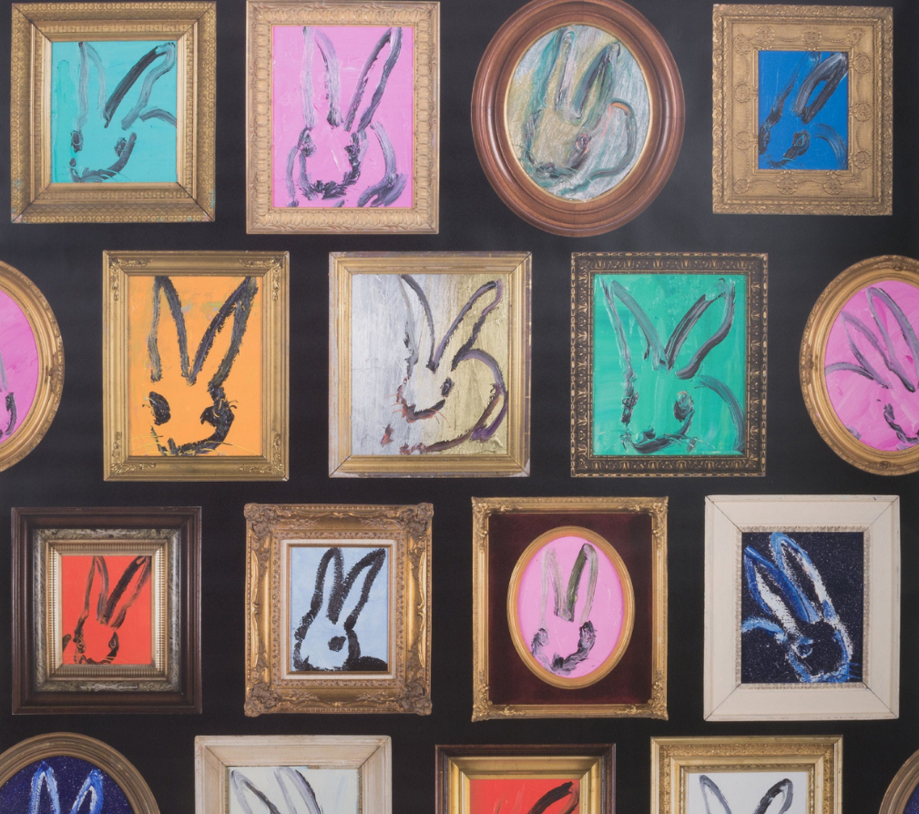 Hunt Slonem's droll wallpaper for Groundworks, through Lee Jofa.  