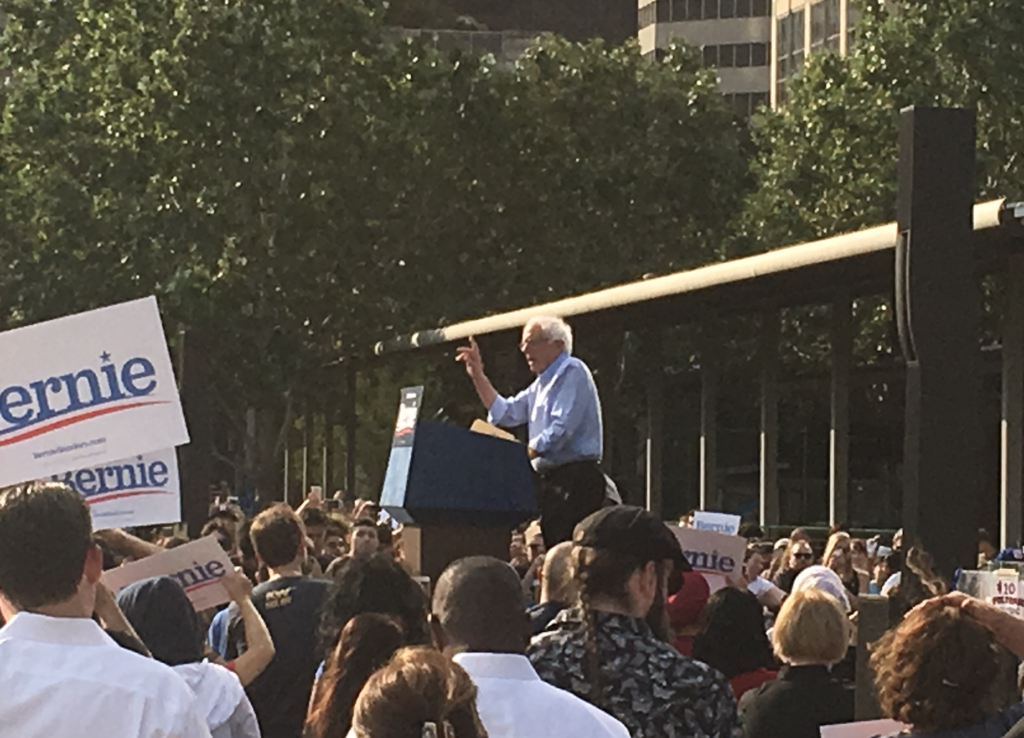 Sanders spoke for about 45 minutes. 