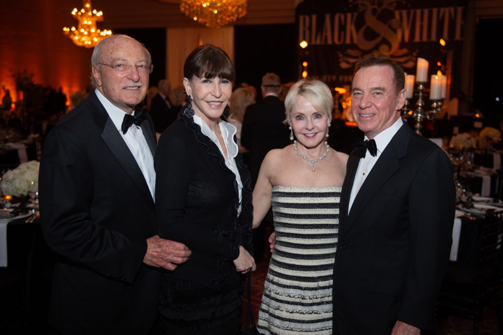 Shafik Rifaat & Shelby Hodge, Karen & Mike Mayell at the Society for the Performing Arts Black & White Ball at Wortham Theater Center. (Photo by Wilson Parish)